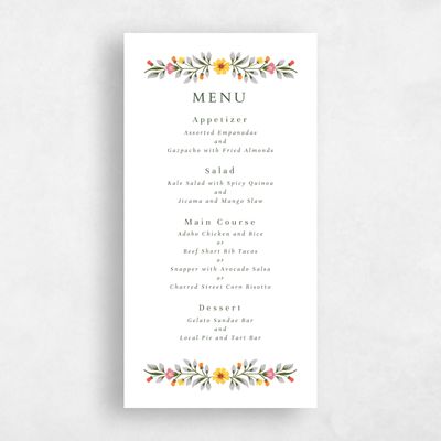White Wedding Menu - Blume