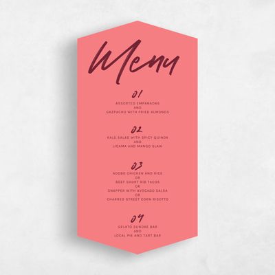 Pink Diamond Wedding Menu - Bahama