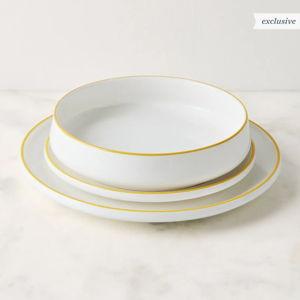 Dansk Kant Dinnerware, Set of 12 Porcelain Dishes, Plates, Cups, Bowls, & Mugs (Yellow)