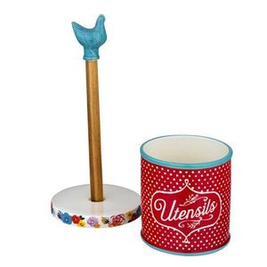 The Pioneer Woman Flea Market Turquoise Paper Towel Holder And Crock
