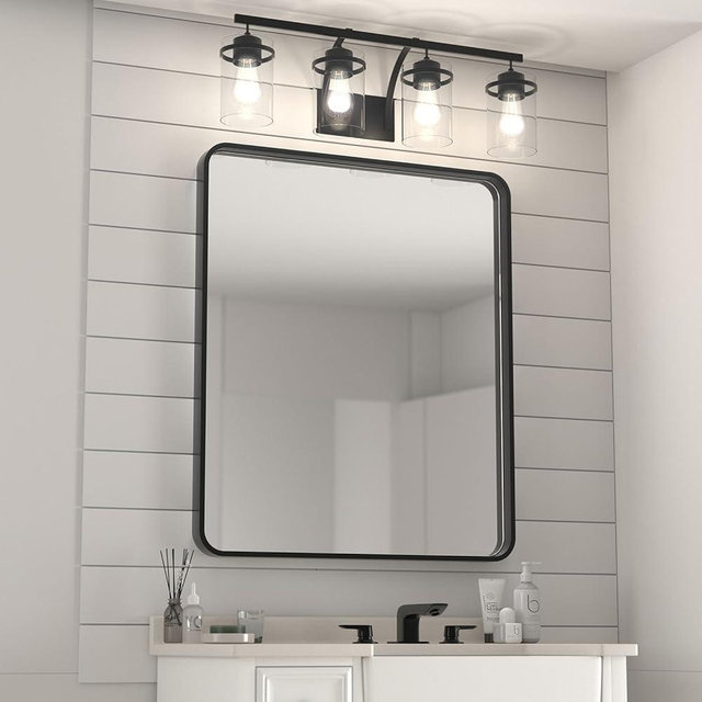 SYATO 30x36 Inch Black Frame Mirror for Bathroom, Bathroom Vanity Mirror for Over Sink, Black Framed Rounded Rectangle Mirror for Wall, Anti-Rust Vanity Mirror (Horizontal/Vertical)