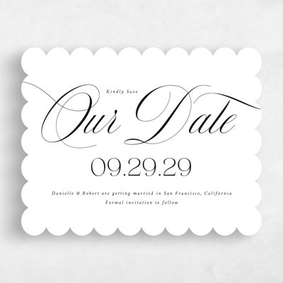 White Scalloped Wedding Save the Date - Hunter Landscape