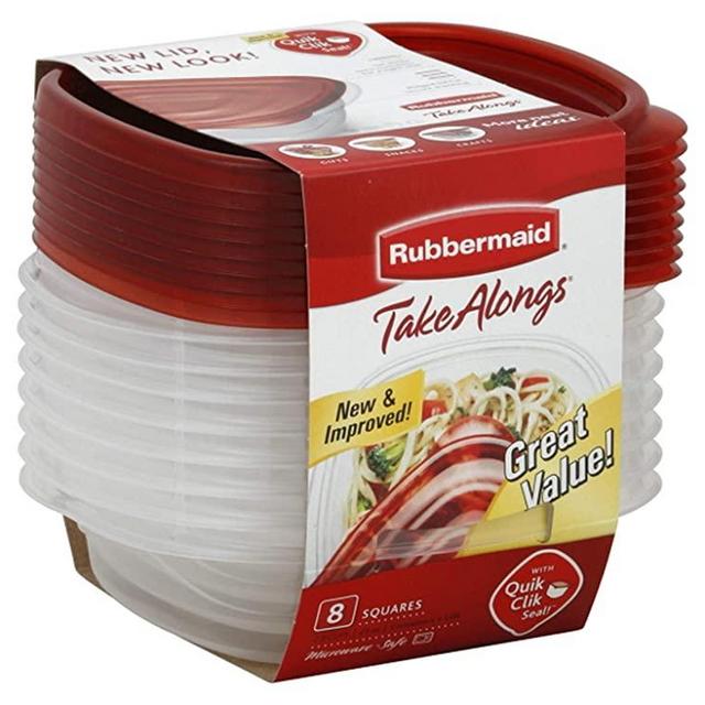 Rubbermaid 7F58 8-Piece TakeAlongs Food Storage Container Set, Sandwich, Red