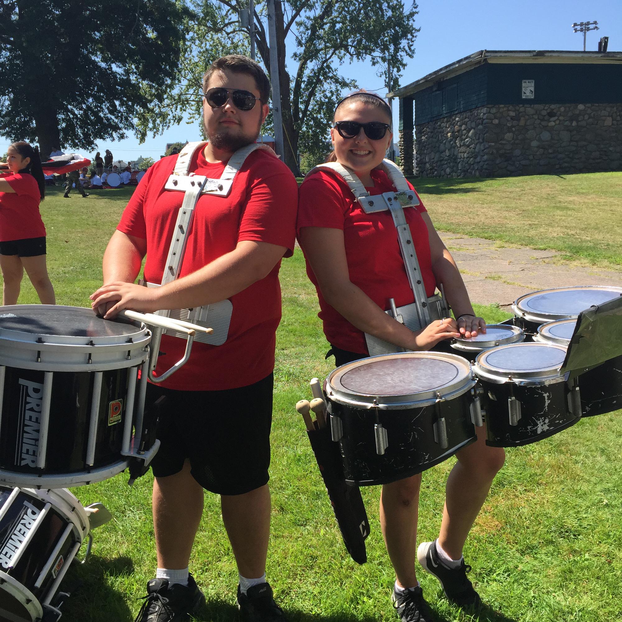 Marching percussion in a parade 2015
