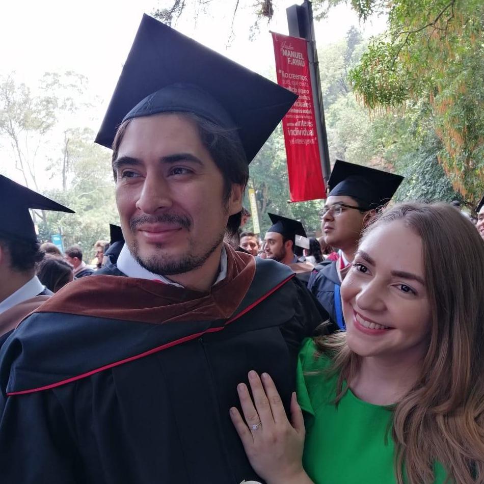Pedro's Master's graduation, a day after he proposed, May 2019