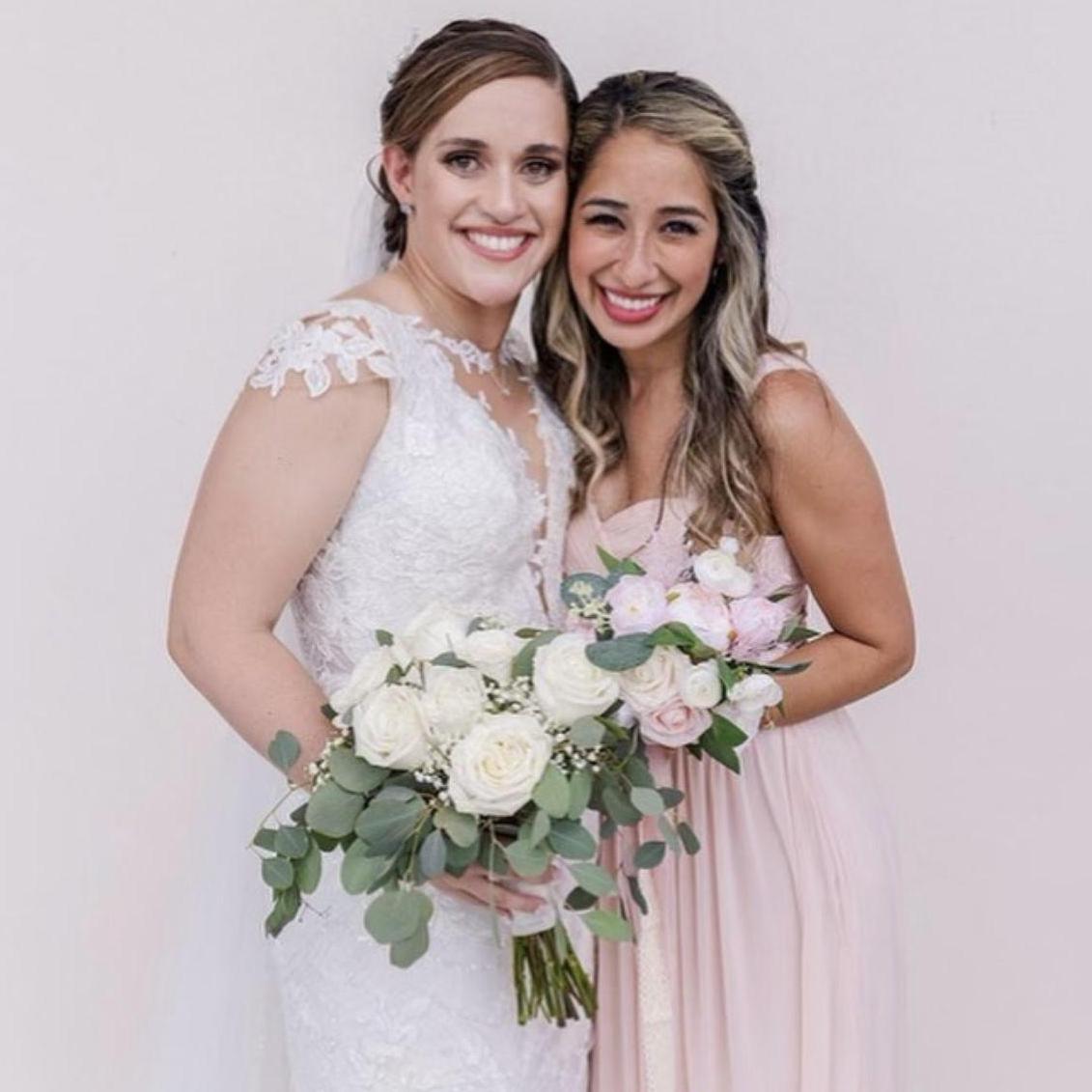 Jose's sister and Jackie's Bridesmaid - Patty on her wedding day with Jackie as her Bridesmaid!
Rumor has it, Patty already knew Jose's plans for a proposal at this point in June 2022.