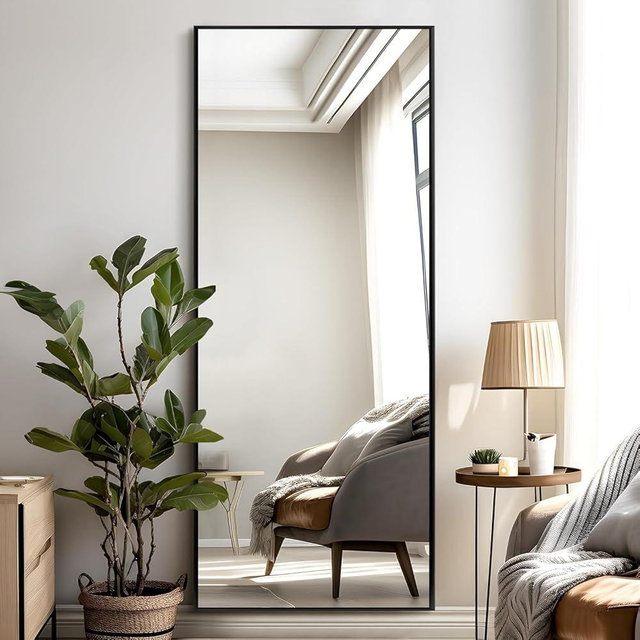 Simple Deluxe Full Length Mirror, 65"×24" Large Floor Mirrors, for Wall Door Bedroom Bathroom Living Room (Black)