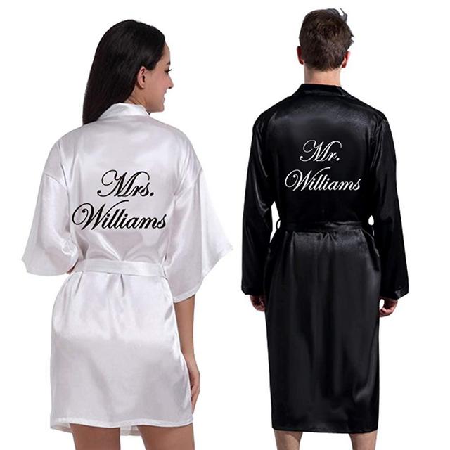Personalized Mr.& Mrs.Bridal Robe His and Hers Couples Set Robes Anniversary Housewarming Bridal Gift for Bride & Groom