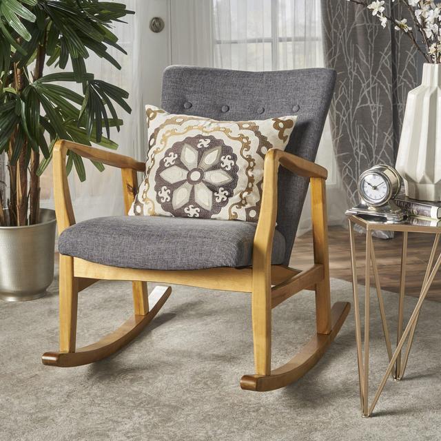 Callum Mid Century Fabric Rocking Chair by Christopher Knight Home - Grey