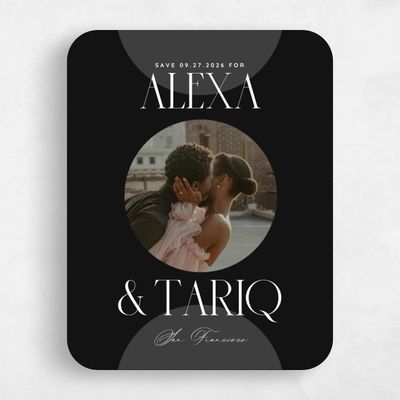 Black Rounded Wedding Save the Date - Seibel Portrait