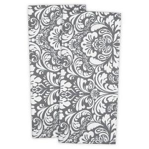Damask Dishtowels Set Of 2 Gray - Design Imports