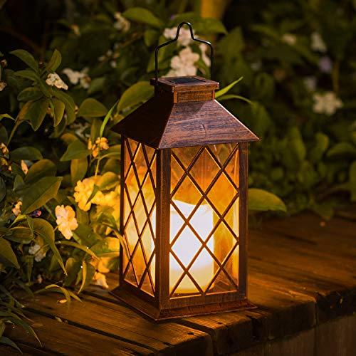 TAKE ME Solar Lantern,Outdoor Garden Hanging Lantern-Waterproof LED Flickering Flameless Candle Mission Lights for Table,Outdoor,Party