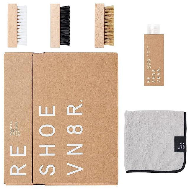 Reshoevn8r Shoe Cleaner Sneakers Kit, Essential Kit - White Sneaker Cleaner for Suede Canvas Leather Mesh Knit Nubuck Shoes - 4oz Cleaning Solution & Conditioner, 3 Brushes & Microfiber Towel