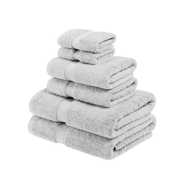 Solid Luxury Premium Cotton 900 GSM Highly Absorbent 6 Piece Bathroom Towel Set, Silver by Blue Nile Mills