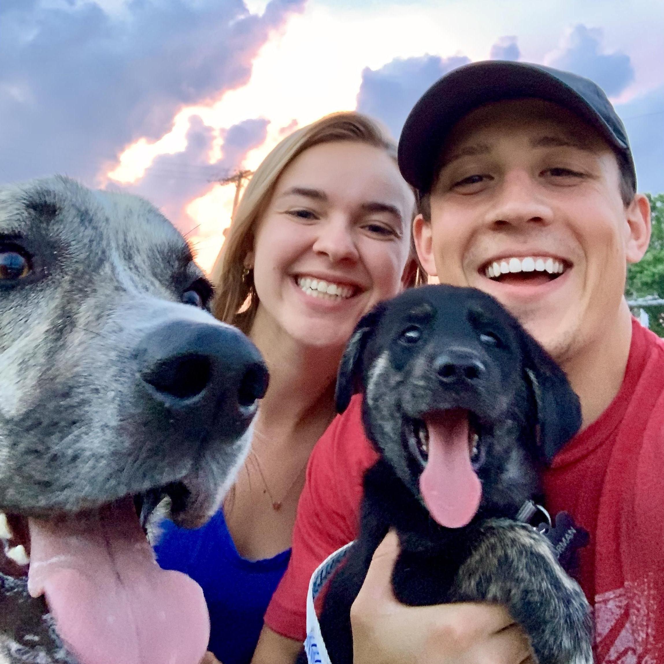 Our first walk as a family after we got Norman