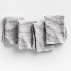 Ribbed Bar Mop Black Organic Cotton Dish Cloths, Set of 4 + Reviews | Crate & Barrel