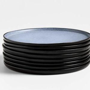 Mercer Arctic Blue Round Porcelain Salad Plates, Set of 8