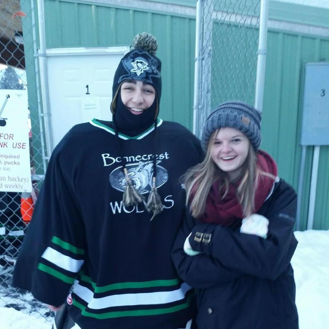 Michael some how convinced Jessi to tag along to Salmon Idaho for an outdoor hockey tournament. February of 2016
