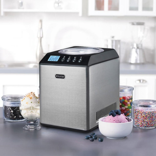 Whynter Upright Automatic Compressor Ice Cream Maker with Stainless Steel Bowl, Black