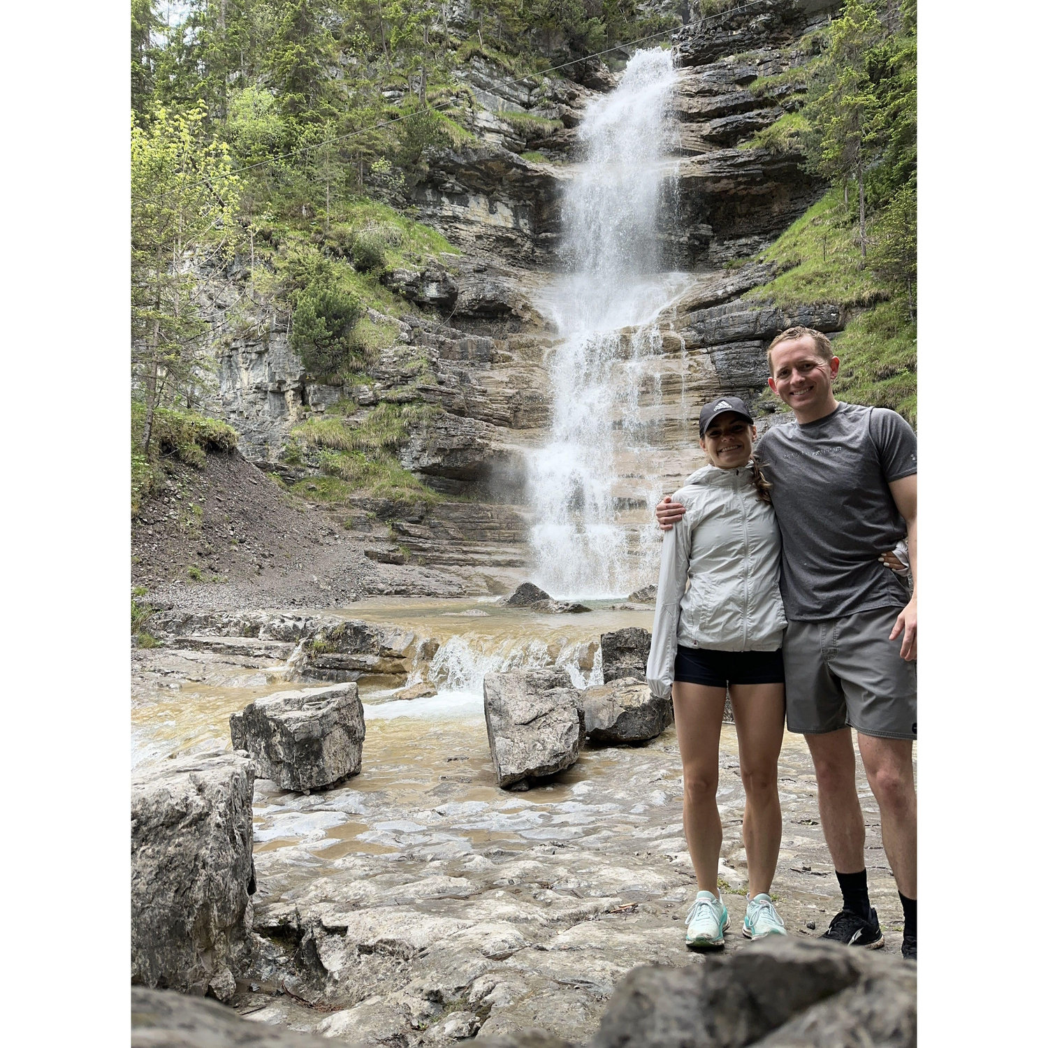 Hike and run to a waterfall in Ehrwald, Austria