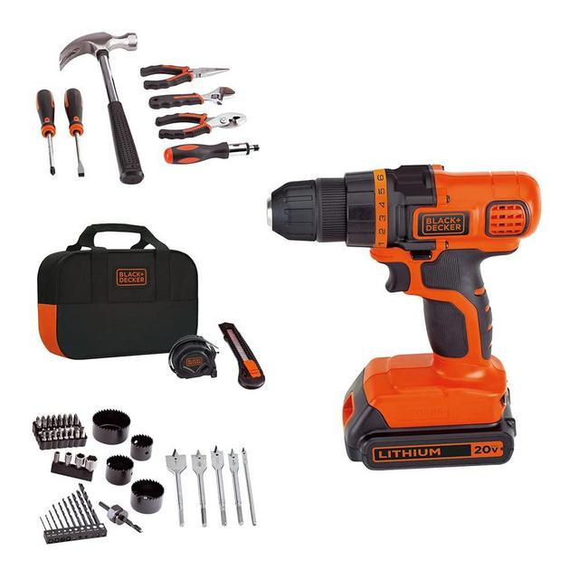 BLACK+DECKER 20V Max Drill; Home Tool Kit, 68 Piece (LDX120PK)