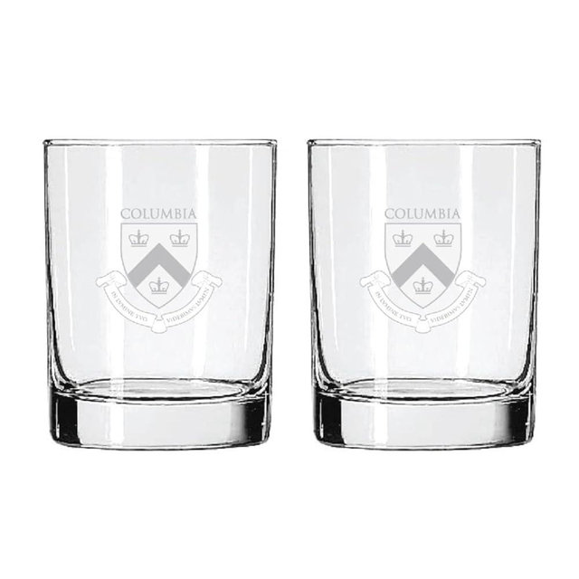 Columbia University 2-Sided Satin Finish Rock or Whiskey Glass - Set of Two