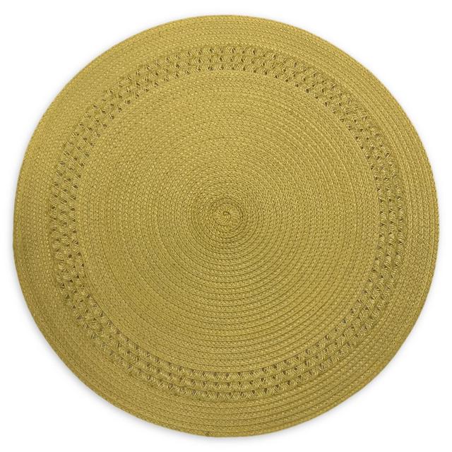 Destination Summer Spiral Border Indoor/Outdoor Round Placemat in Sunshine Yellow