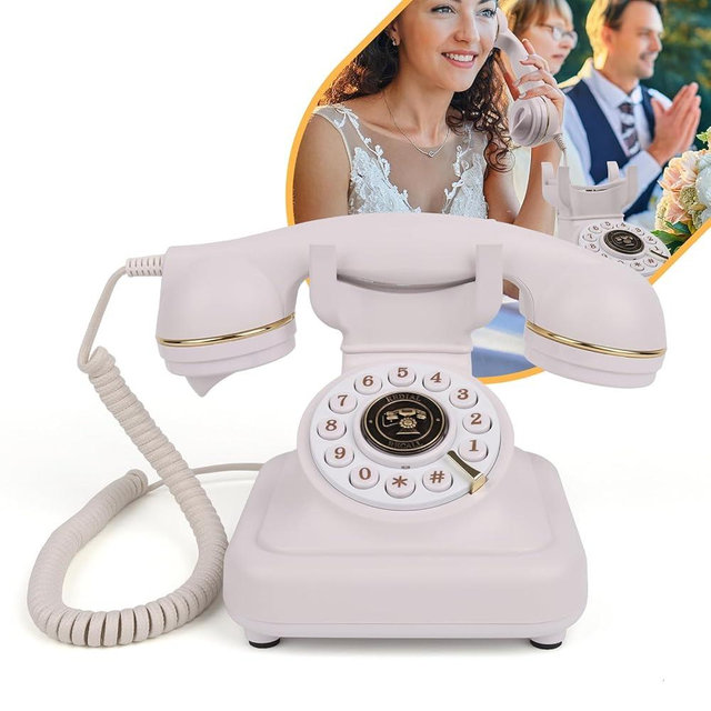 Audio Guest Book Wedding Phone – Retro Landline Style Audio Phone Guestbook for Weddings, Anniversaries, and Special Events – Elegant Decor with Easy Playback – Unique Keepsake for Memories (White.)
