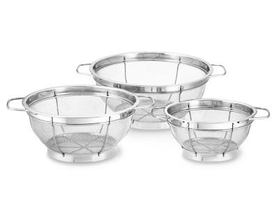Stainless-Steel Mesh Colanders, Set of 3