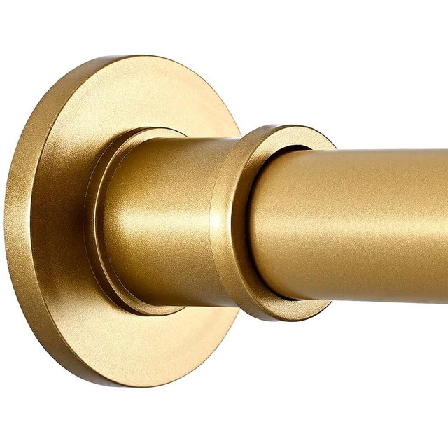 BRIOFOX Shower Curtain Rod Adjustable 18-64 Inch, No Drilling Non Slip Stainless Steel Spring Tension Curtain Rod for Window or Bathroom, Sunset Gold