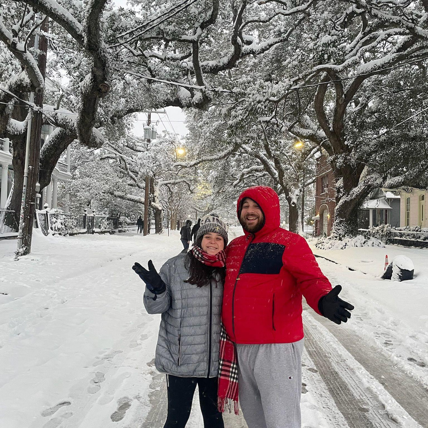 When it snowed in NOLA! Our first snow in NOLA together! it was magical.