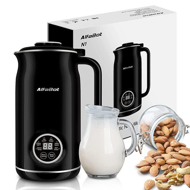 Nut Milk Maker, Automatic Almond Milk Machine for Homemade Plant-Based Milk, Oat, Soy, Almond Cow and Dairy Free Beverages, 20 oz Soy Milk Maker with Delay Start/Keep Warm/Self-Cleaning, Black