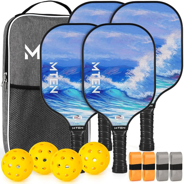 Pickleball Paddles Set of 2 or 4, or Single Paddle – USAPA Approved Fiberglass Surface Pickleball Rackets Set for Men & Women