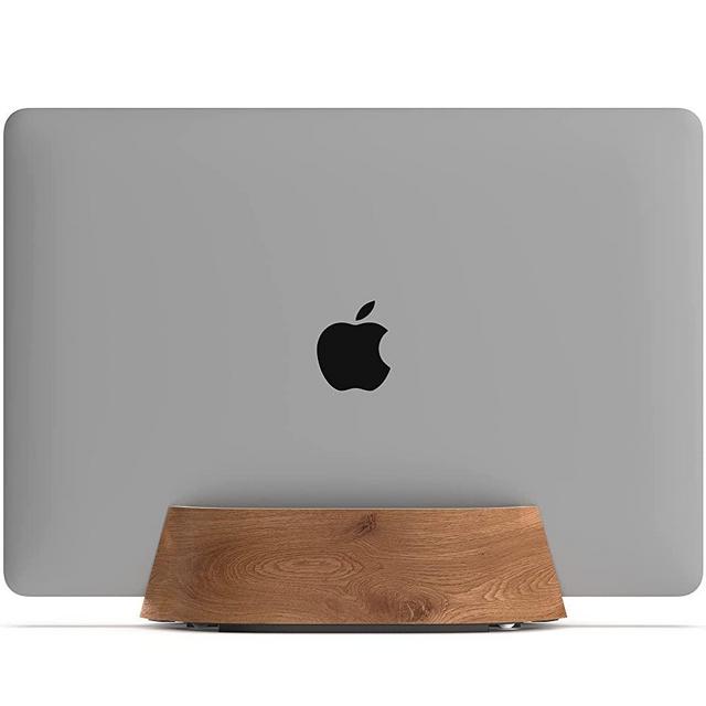 HumanCentric Wood Vertical Laptop Stand (Black Walnut) | Adjustable Holder and Dock | Fits MacBook, Surface, HP, Dell, Gaming Laptops and More