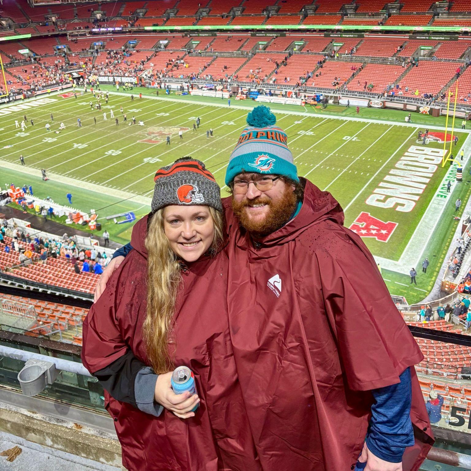 Braving the elements for our first Browns/Dolphins game