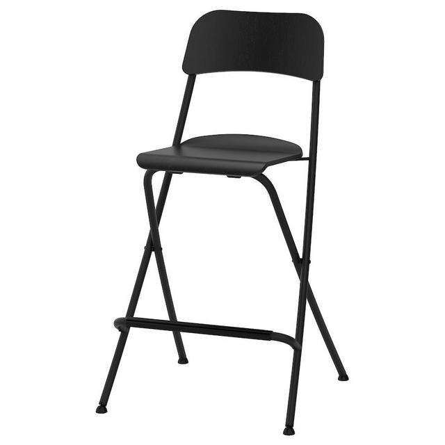 Bar stool with backrest, foldable, black/black