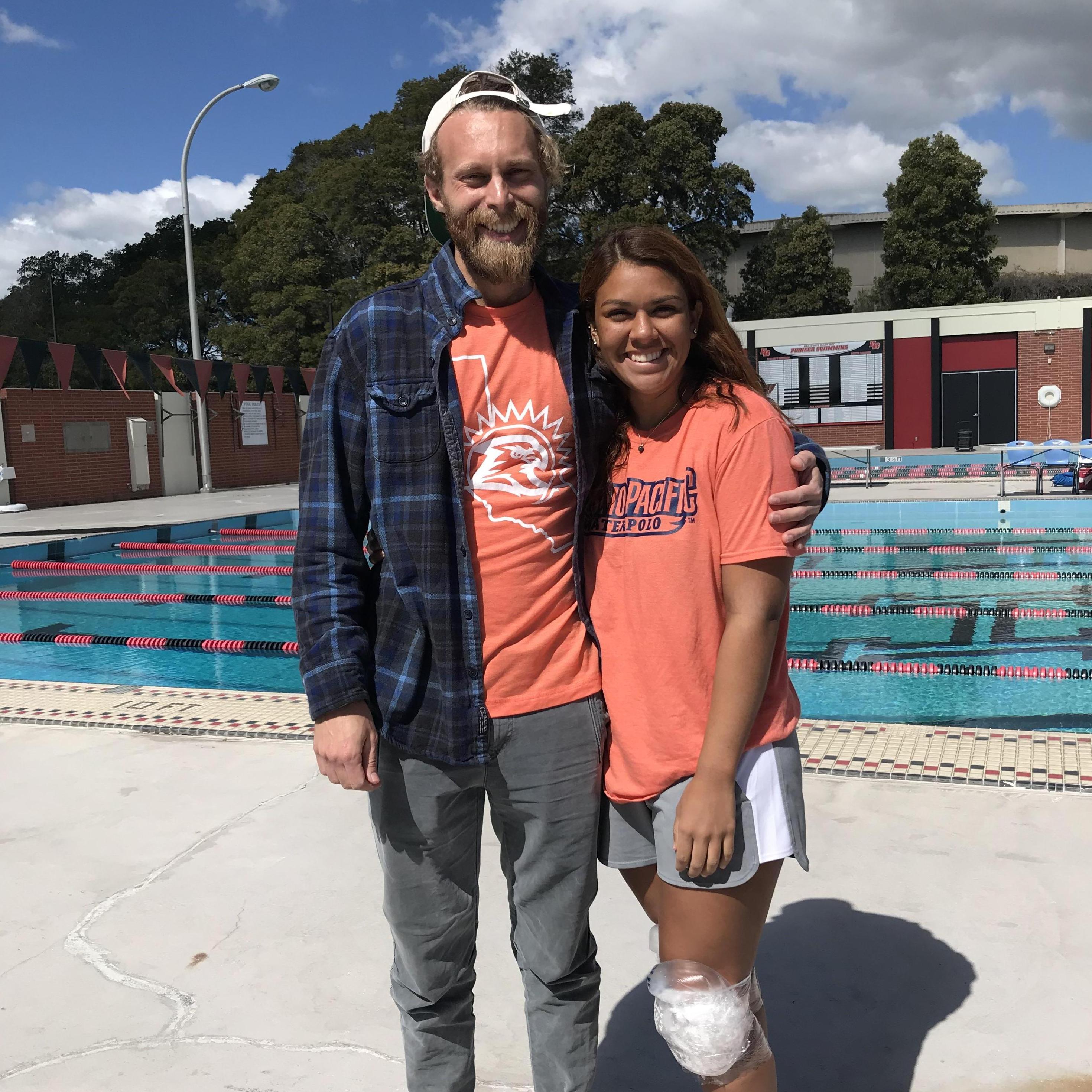 One of the very first photos we took together! This was right after a water polo game that Seth drove up to East Bay to watch.