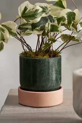 Footed Marble Cylinder Planter
