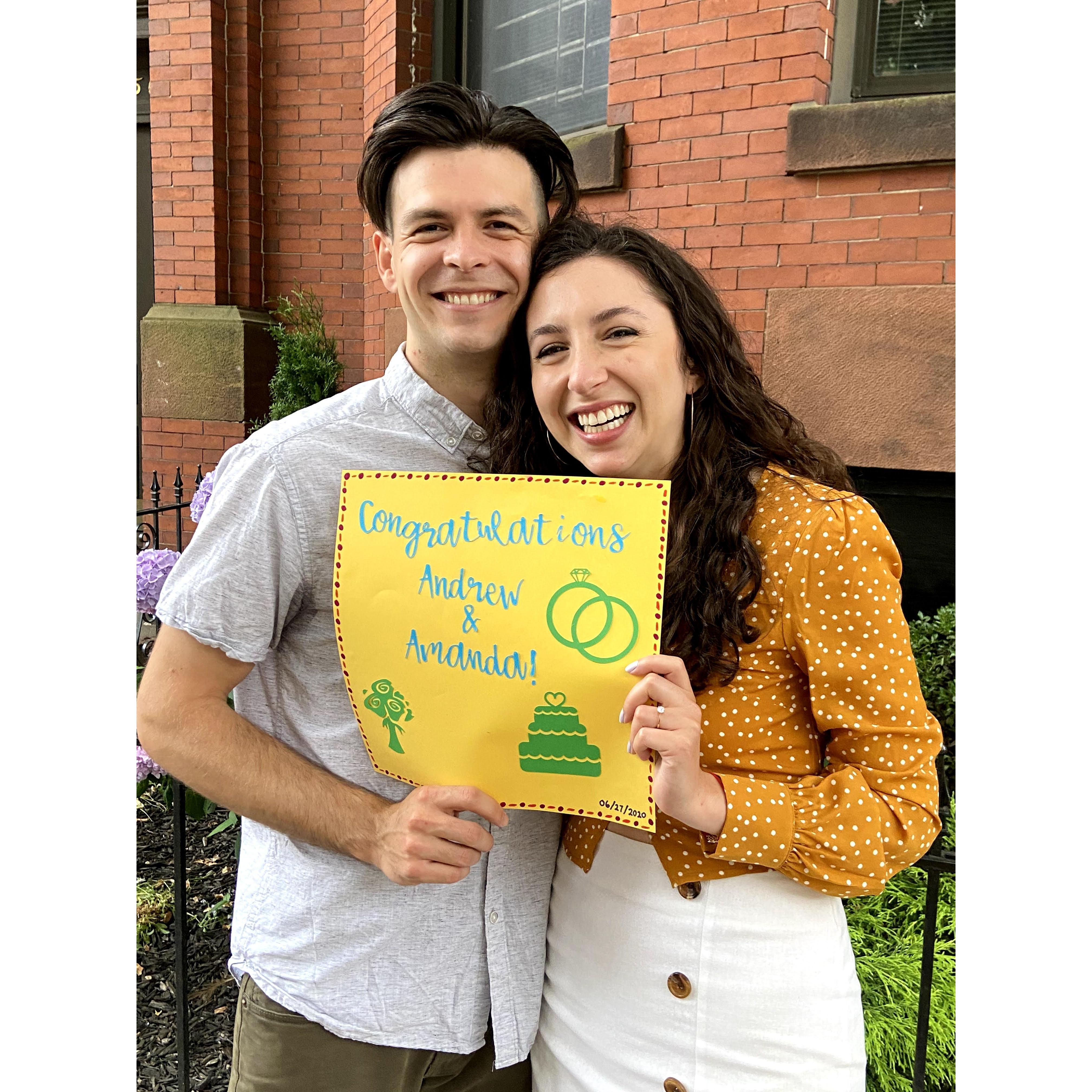 June 2020: The night we got engaged!