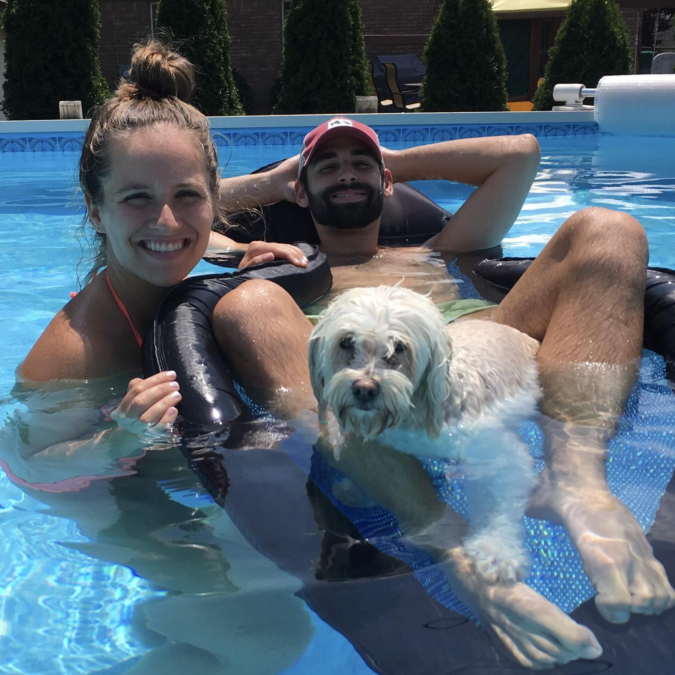 Torturing Luna with pool time.