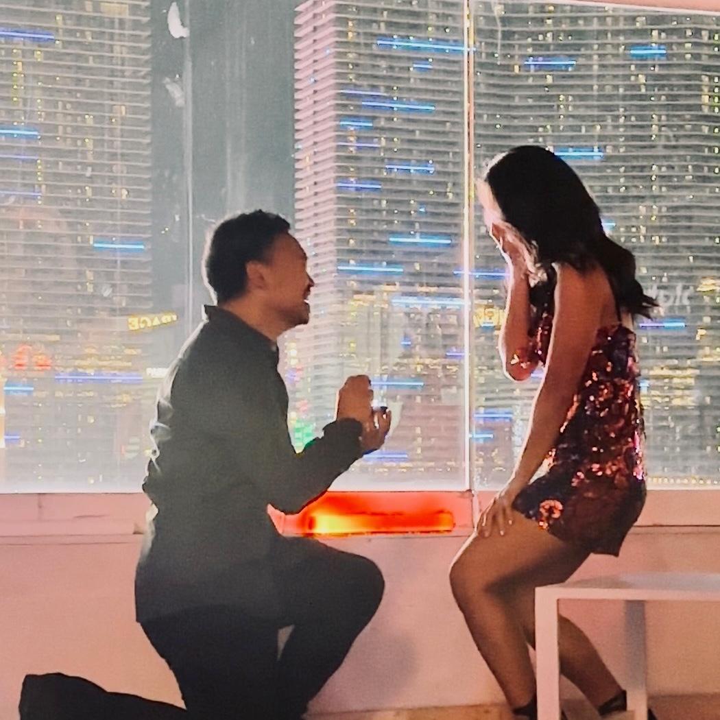 Ryan proposed on our one-year anniversary in Vegas where we made it official the year before!