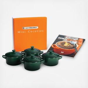 Le Creuset 5-Piece Mini Round Cocotte & Cookbook Sett