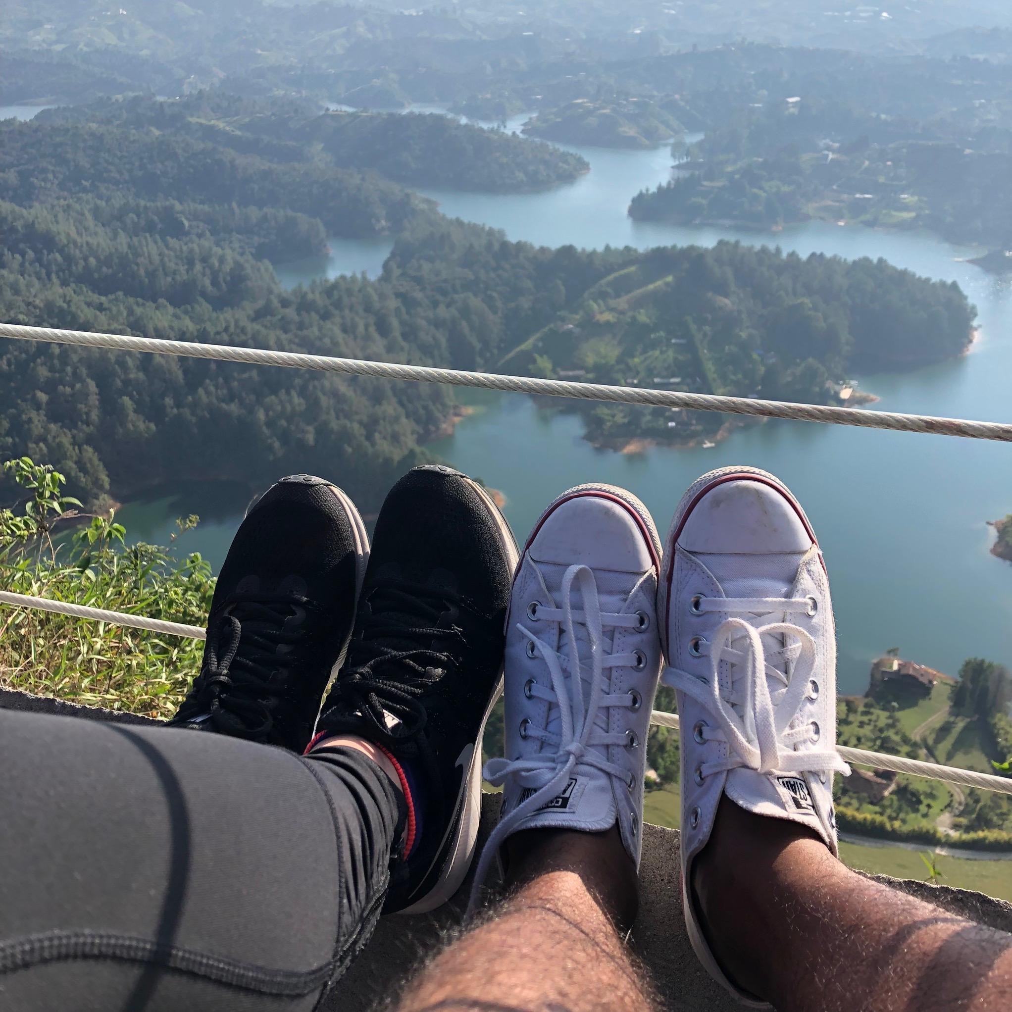 Enjoying the view atop el Peñol in Guatape, Colombia.