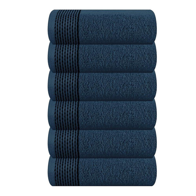Belizzi Home Ultra Soft Cotton 6 -Piece Hand Towel Set 16x24 Inch, Ideal for use in Bathroom, Kitchen, Gym, Spa & General Cleaning, Compact & Lightweight Multi Purpose Hand Towels - Mineral Blue