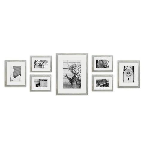 Gallery Perfect 8" x 10"||5" x 7"||4" x 6" (7pc) Photo Wall Gallery Kit with Decorative Frame Set Gray