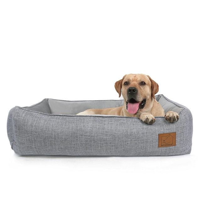 ATIFBOP Orthopedic Dog Bed, Bolster Dog Sofa with Removable Cover, Cooling Energy Gel. Memory Foam Couch, Pain Relief Pet Bed (Grey, 40x31x11 inch)