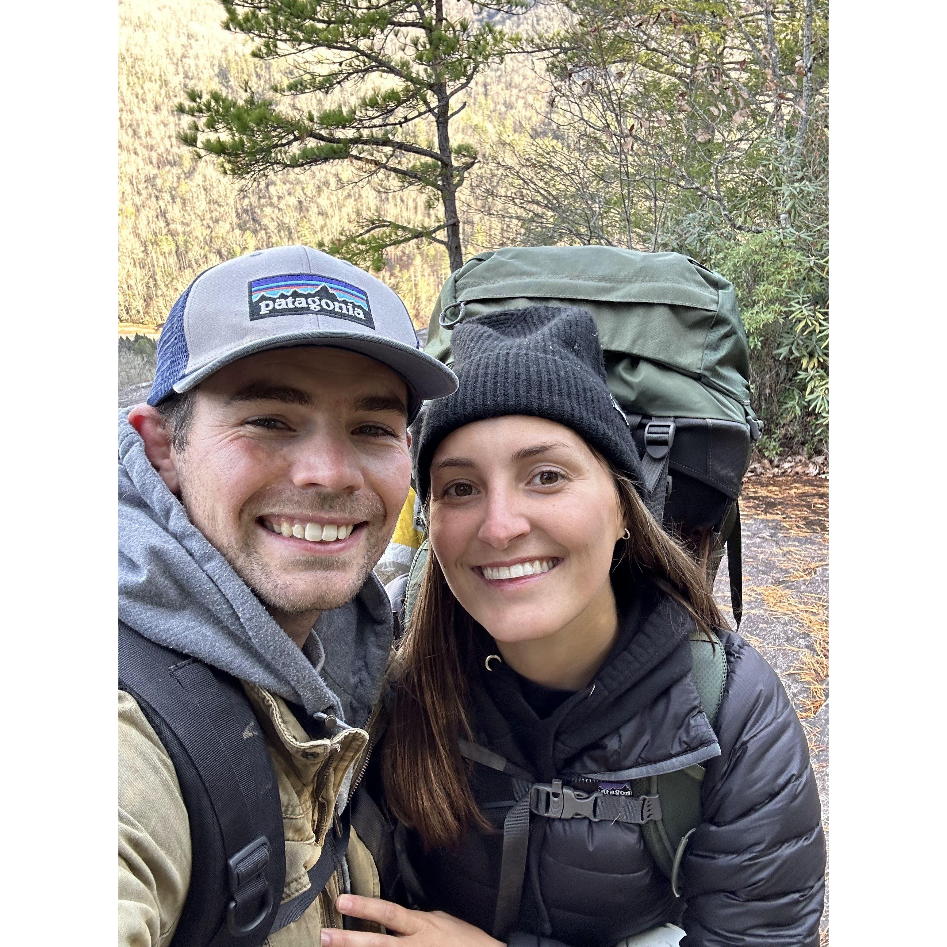 First backpacking trip together (+ Pete not pictured - he had more important things to do) - November 2022