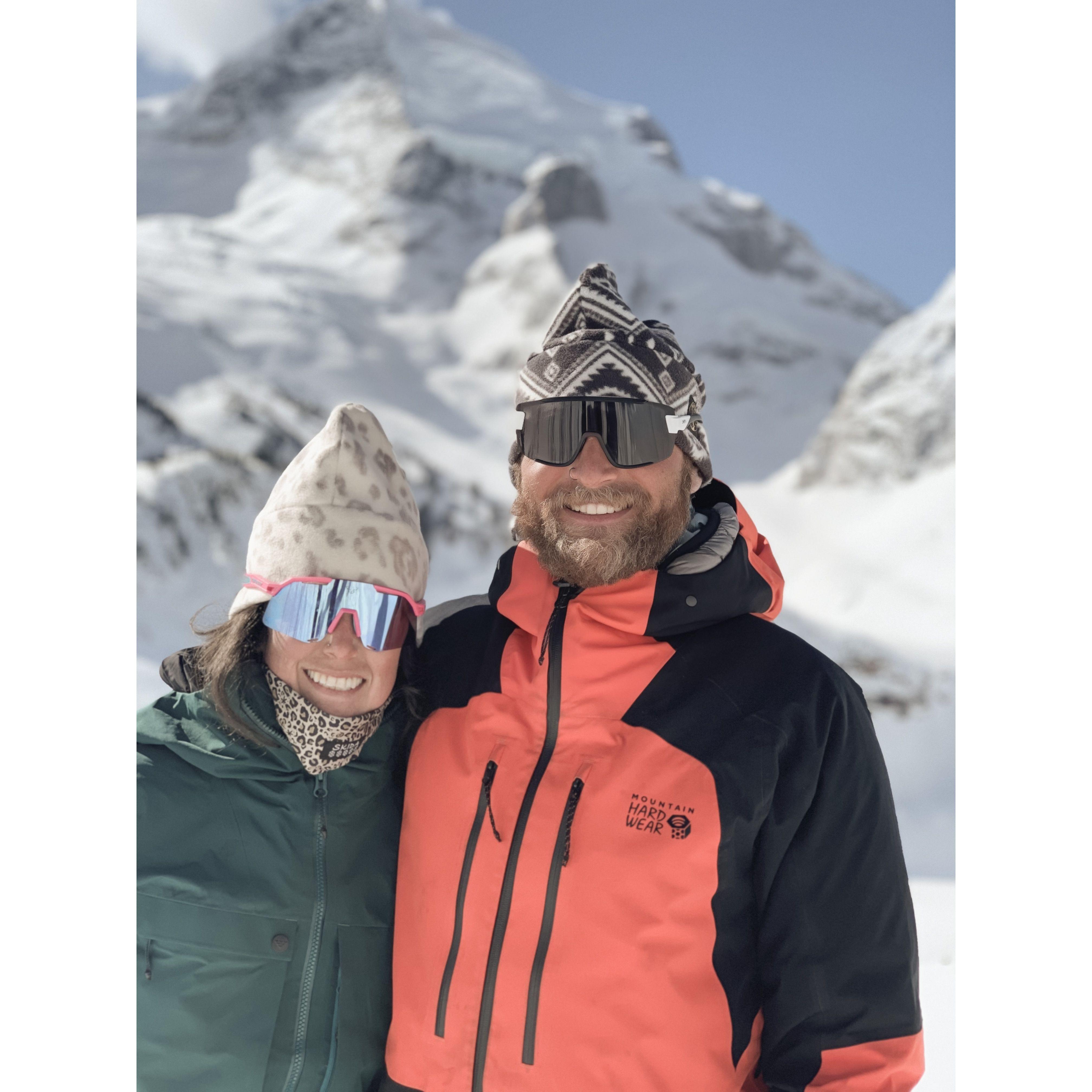 This photo was taken in front of Mt. Sir Sanford after a successful descent of the north face direct route