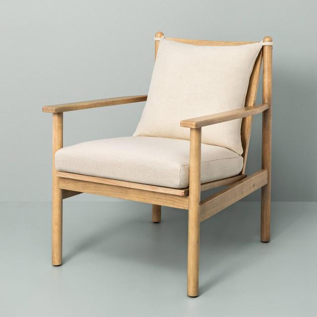 Slatted Wood Accent Chair with Cushion - Hearth & Hand™ with Magnolia