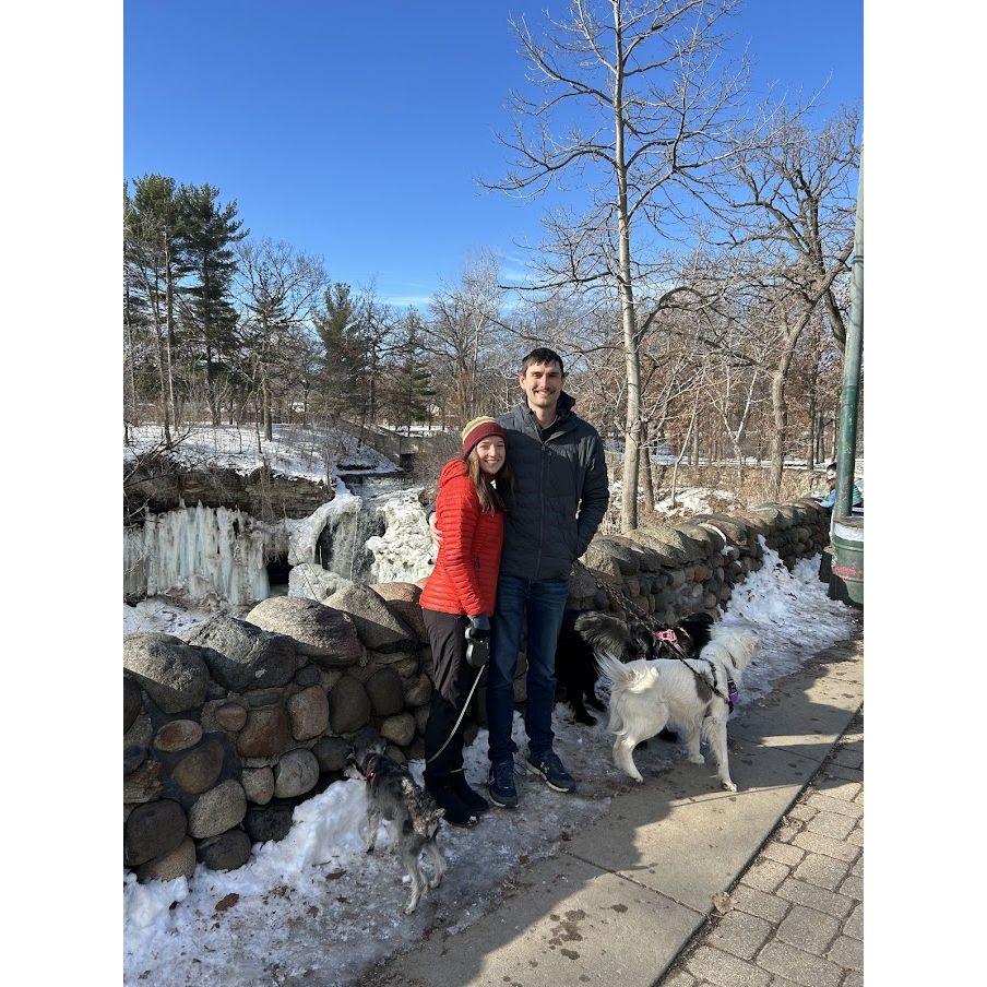 A walk to Minnehaha Falls with Kelly and the doggos